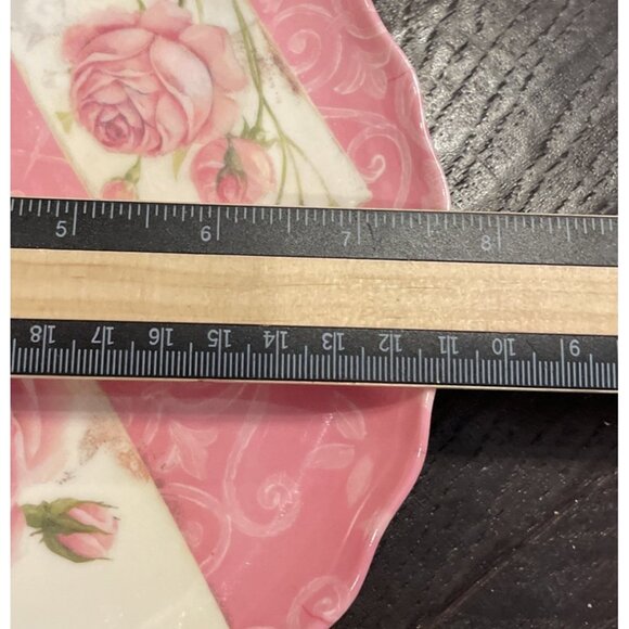 Momentum Brands Pink Rose Floral Melamine Salad Dessert Plates Tray Set Of 7 NEW - Picture 7 of 10